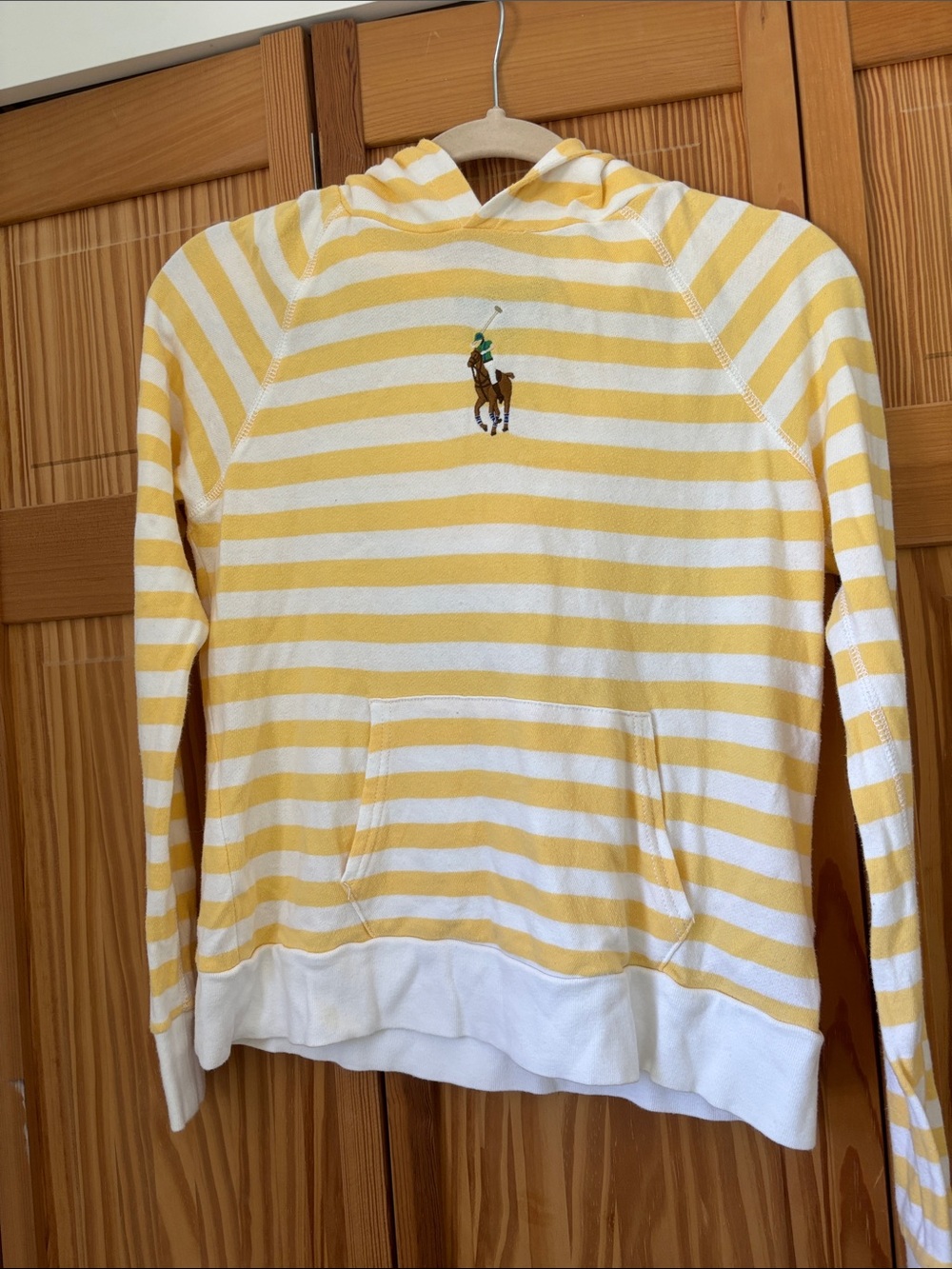 Polo by Ralph Lauren Yellow & White Striped Hooded Top